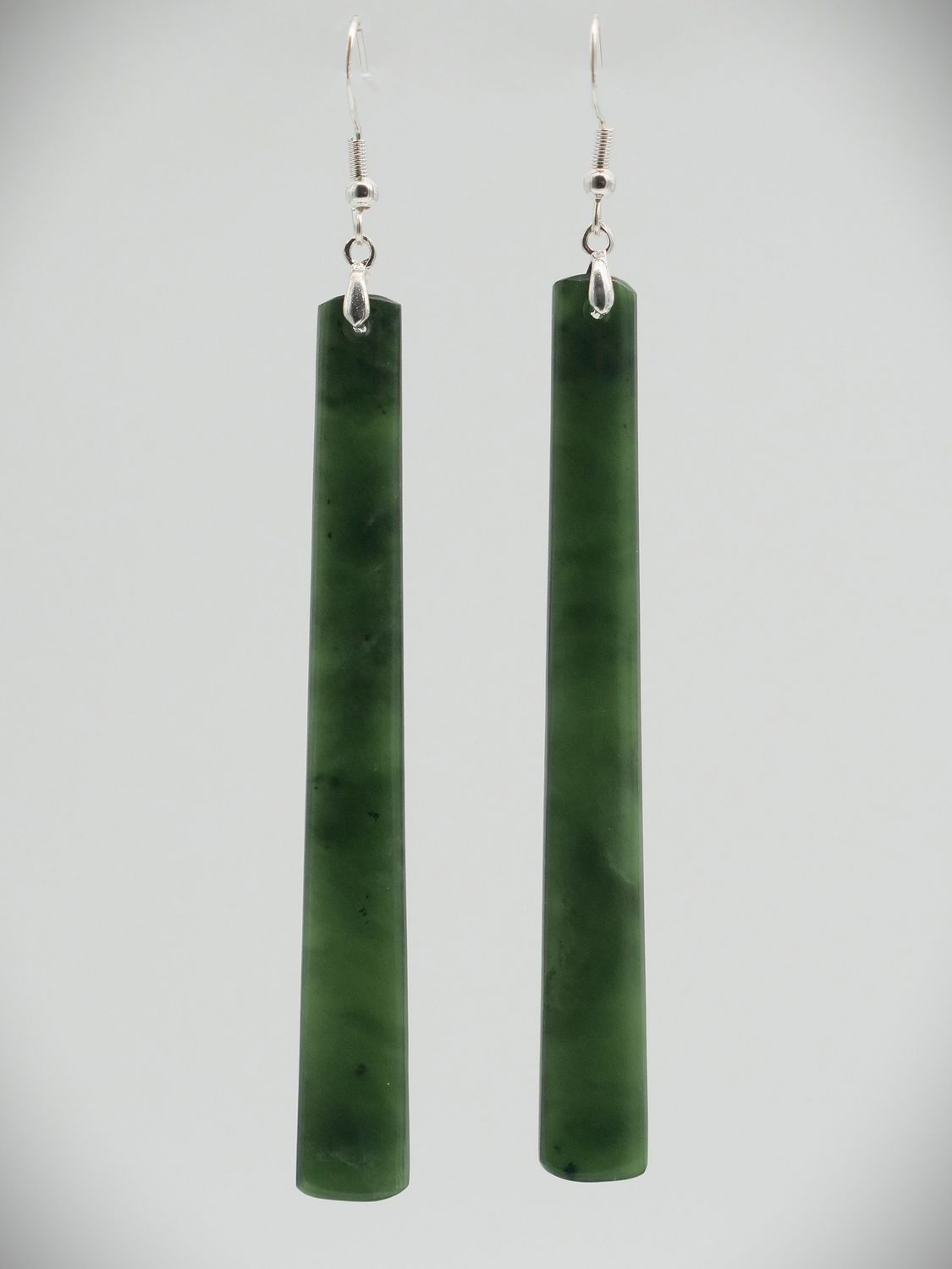 Moko Pounamu NZ Kawakawa Greenstone & Sterling Silver Earrings 11663