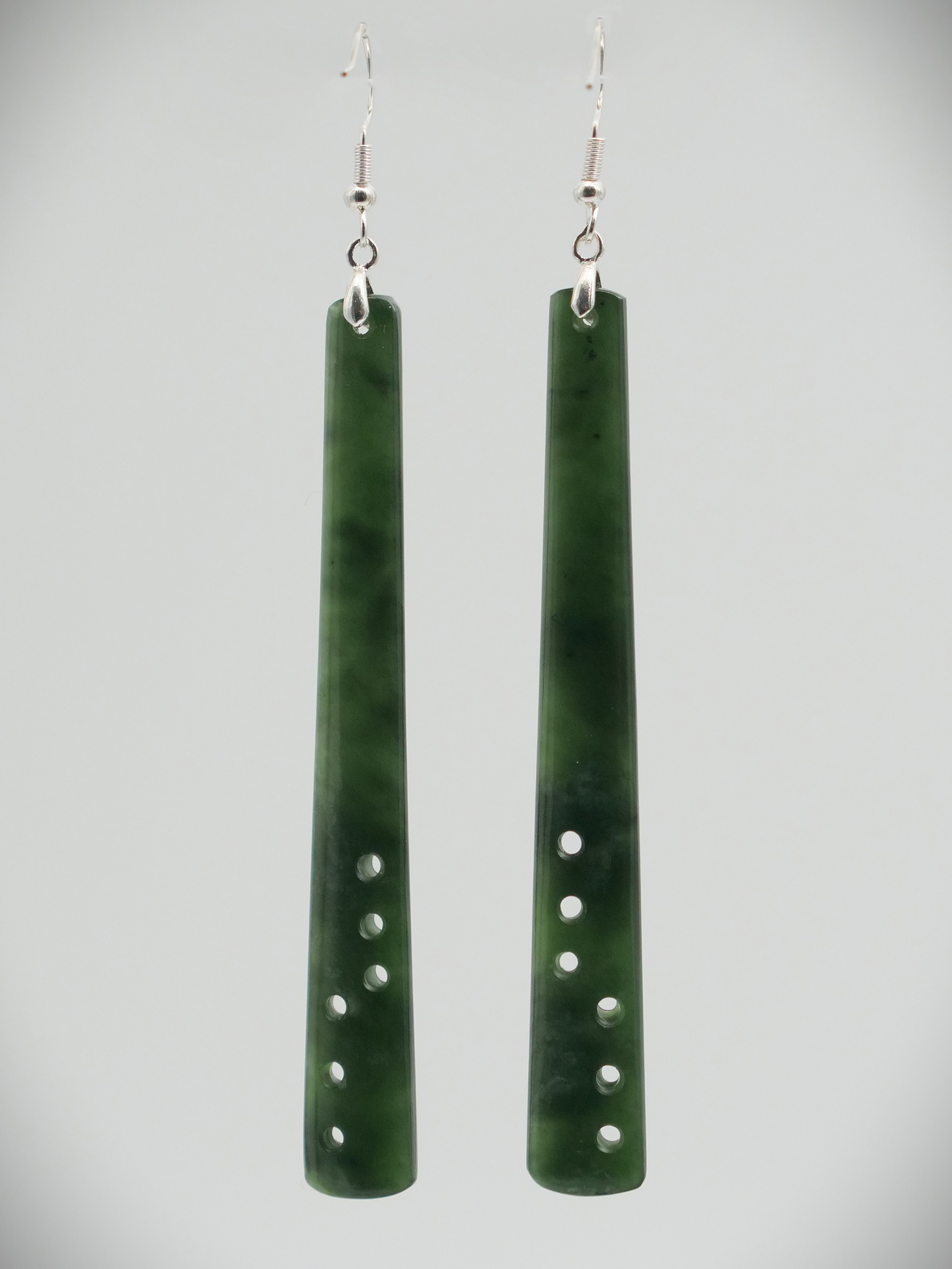 Moko Pounamu NZ Kawakawa Greenstone & Sterling Silver Earrings 11662