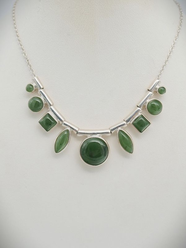 Moko Pounamu Designer Greenstone and Sterling Silver  Pendant