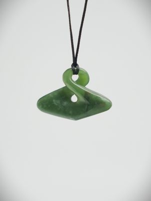 Moko Pounamu Contemporary Single Pikorua (Twist) NZ Genuine Kawakawa Greenstone - Waipiata