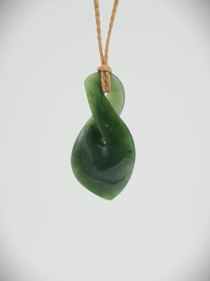 Moko Pounamu Single Pikorua (Twist) NZ Genuine Kawakawa Greenstone - Kokonga