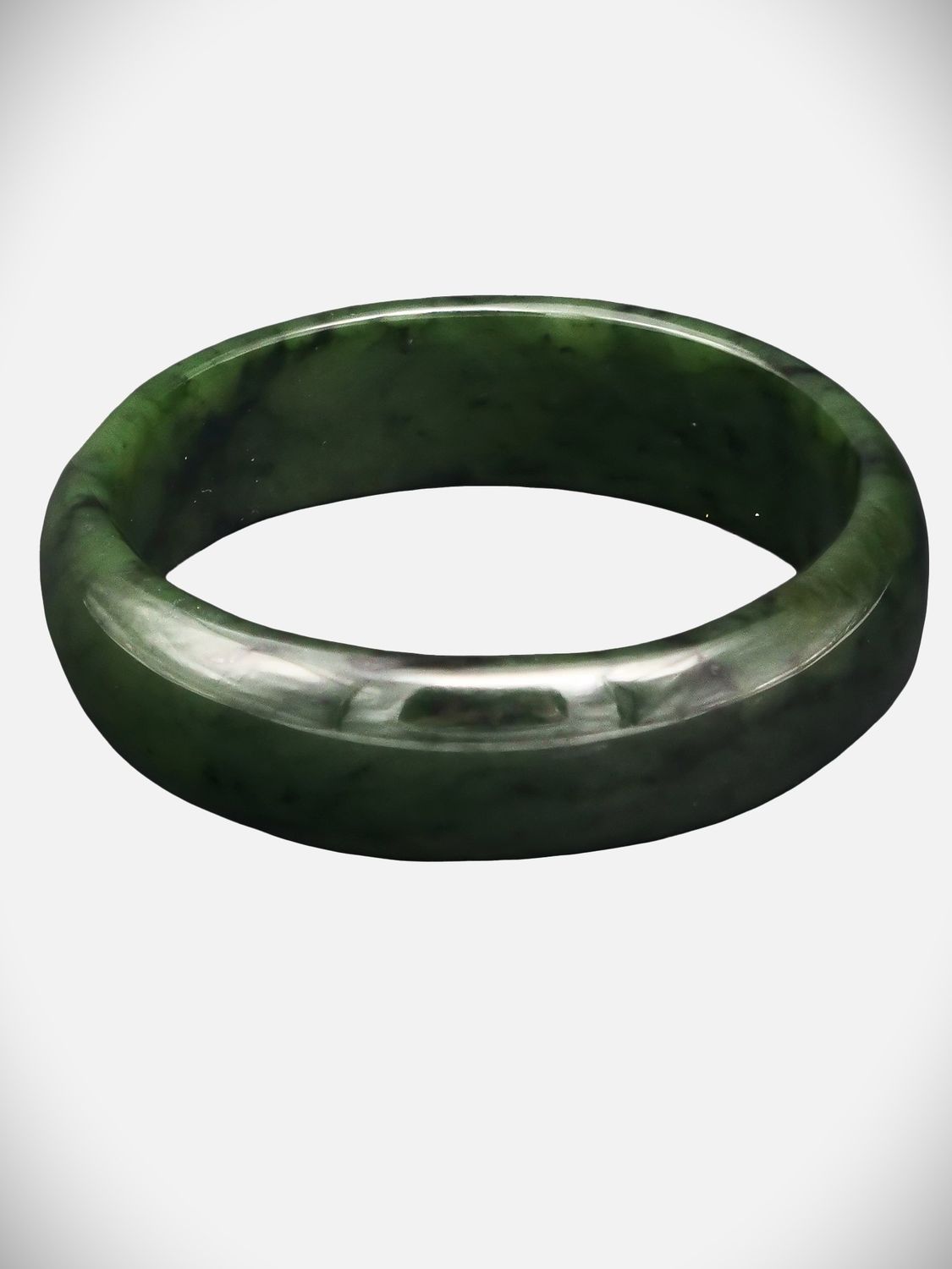Moko Pounamu Solid Bangle NZ Genuine  Kawakawa Greenstone  - Waikouaiti