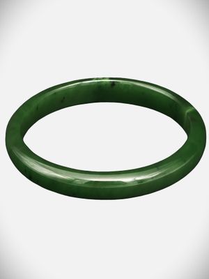 Moko Pounamu Solid Bangle NZ Genuine  Kahurangi Greenstone  - Karitane