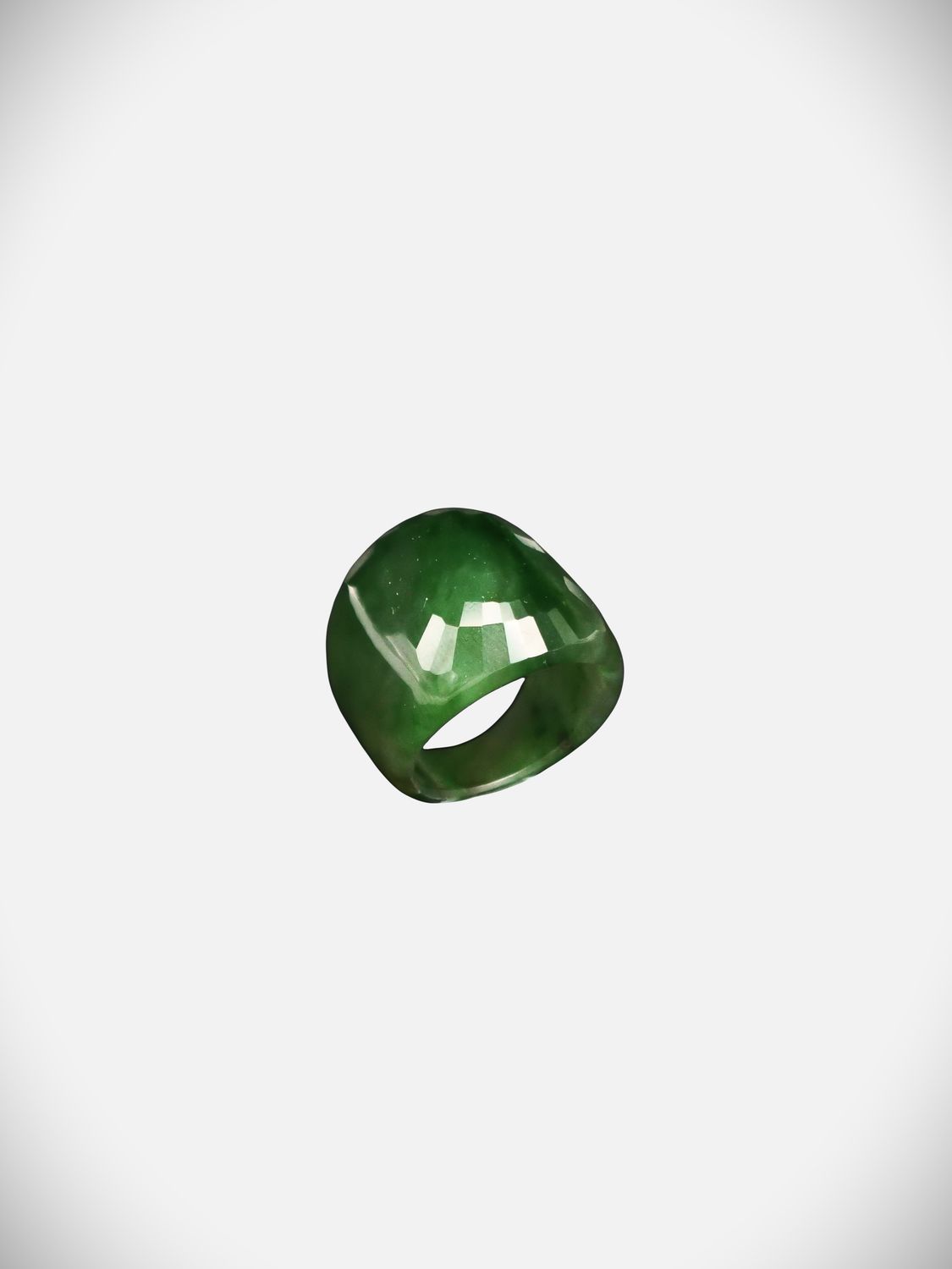Moko Pounamu Faceted Ring NZ Genuine Kawakawa Greenstone 11750