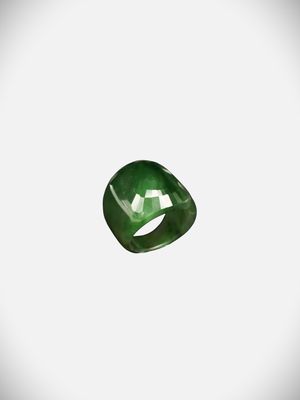 Moko Pounamu Faceted Ring NZ Genuine Kawakawa Greenstone