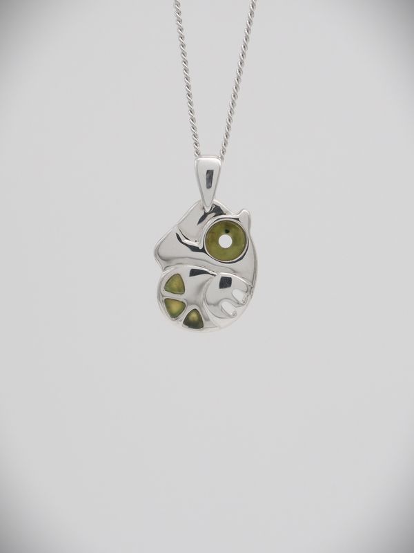 Moko Pounamu Contemporary Greenstone and Sterling Silver Pendant - SALE