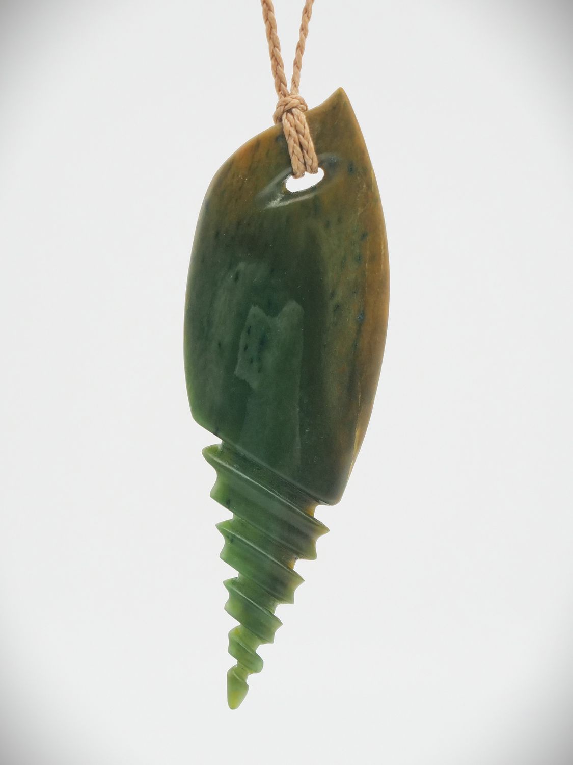 Moko Pounamu Contemporary Seashell NZ Genuine Marsden Flower Greenstone - Onaero