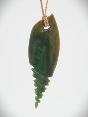 Moko Pounamu Contemporary Seashell NZ Genuine Marsden Flower Greenstone - Onaero