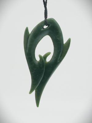 Moko Pounamu Contemporary Design NZ Genuine Kawakawa Greenstone - Mamaranui