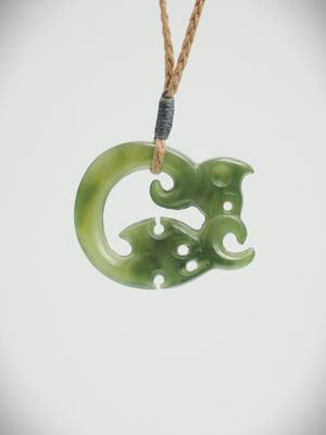 Moko Pounamu Koropepe NZ Genuine Inanga Greenstone - Makareao