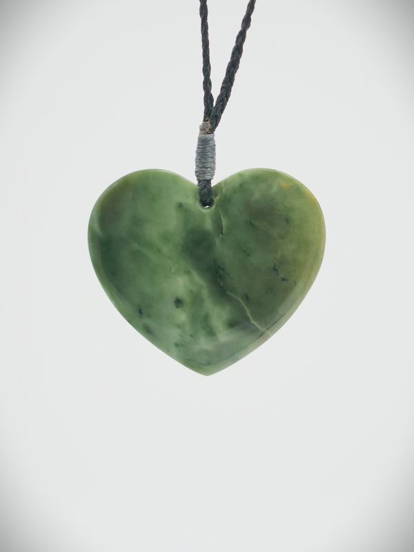 Moko Pounamu Heart NZ Genuine Raukaraka Greenstone  - Waimangaroa