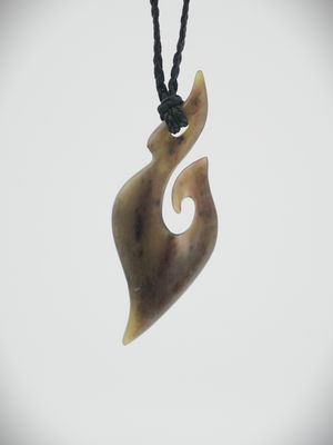 Moko Pounamu Hei Matau (Hook) NZ Genuine Totoweka Greenstone - Waihemo