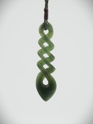 Moko Pounamu Quadruple Pikorua (Twist) NZ Genuine Kawakawa Greenstone  - Makareao
