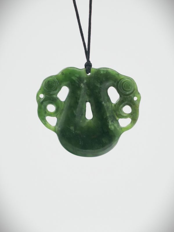 Moko Pounamu Peka Peka NZ Genuine Kawakawa Greenstone - Tokarahi