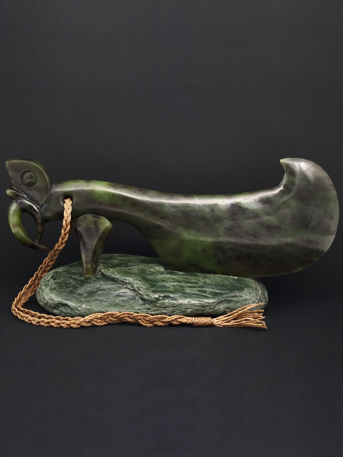 Moko Pounamu Wahaika Sculpture NZ Genuine Totoweka & Kawakawa Greenstone - Motunui