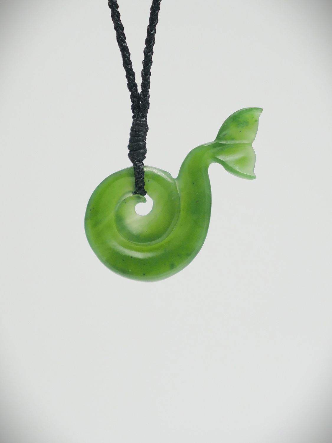 Moko Pounamu Whales Tail NZ Genuine Kahurangi Greenstone - Otekaieke