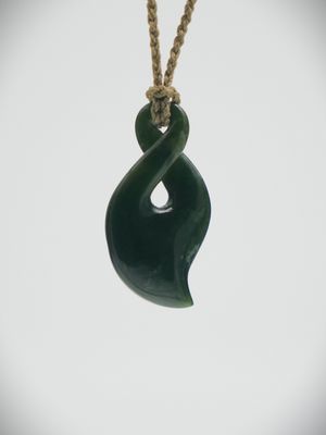 Moko Pounamu Single Pikorua (Twist) NZ Genuine Kawakawa Greenstone - Tititea