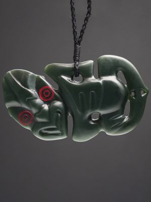 Moko Pounamu Hei Tiki Genuine NZ Kawakawa Greenstone  - Pakipaki