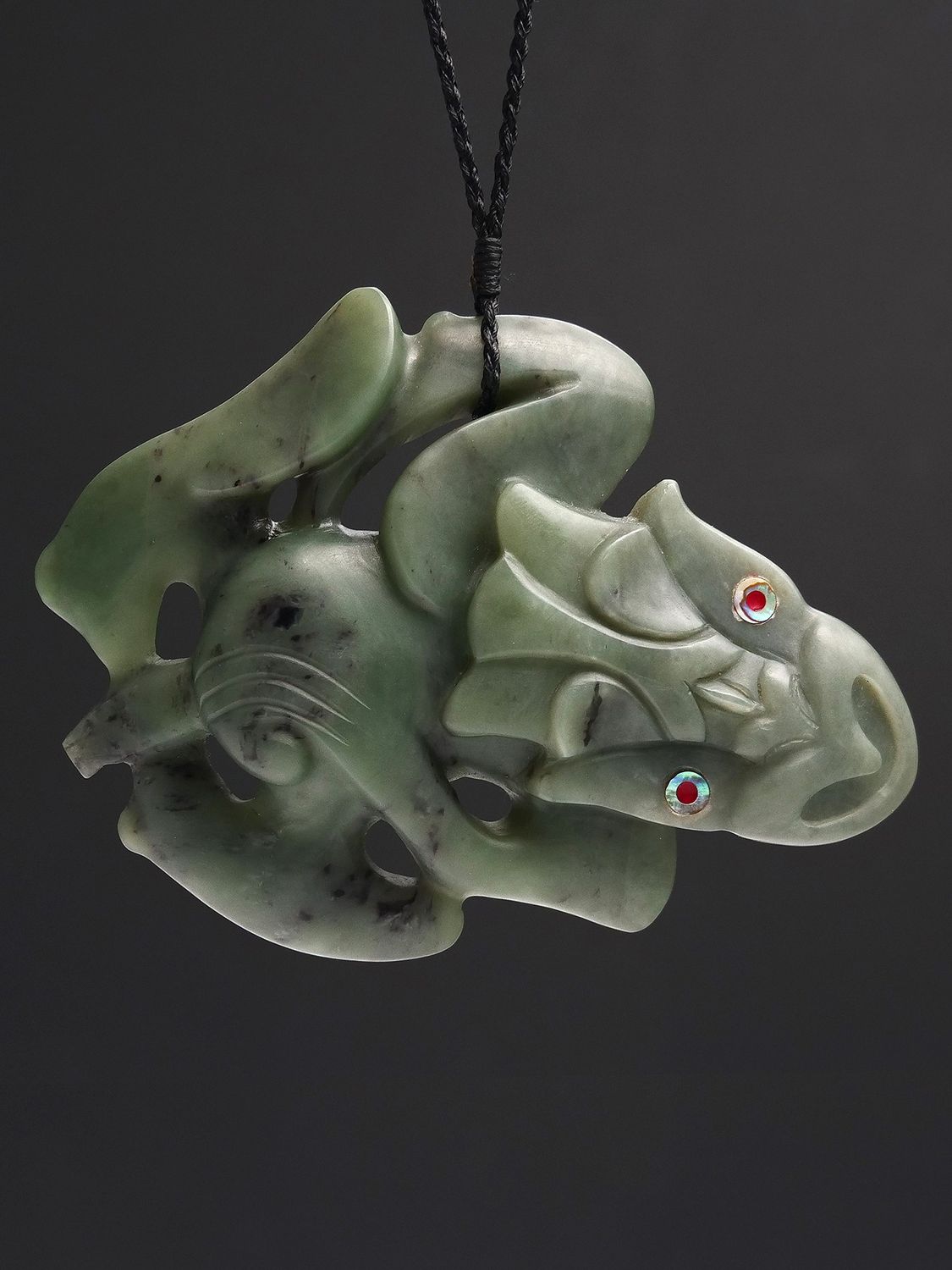Moko Pounamu Hei Tiki Genuine NZ Inanga Totoweka Greenstone  - Pepeketua