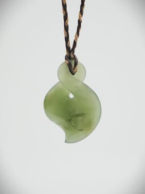 Moko Pounamu Single Twist Pikorua NZ Genuine Inanga Greenstone - Mataroa