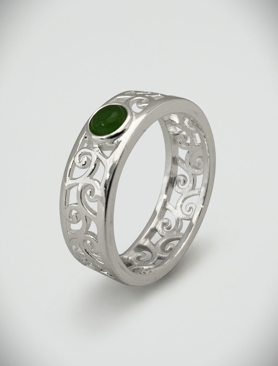 Moko Pounamu - I AM HOPE Sterling Silver and Kahurangi Greenstone Ring 11962