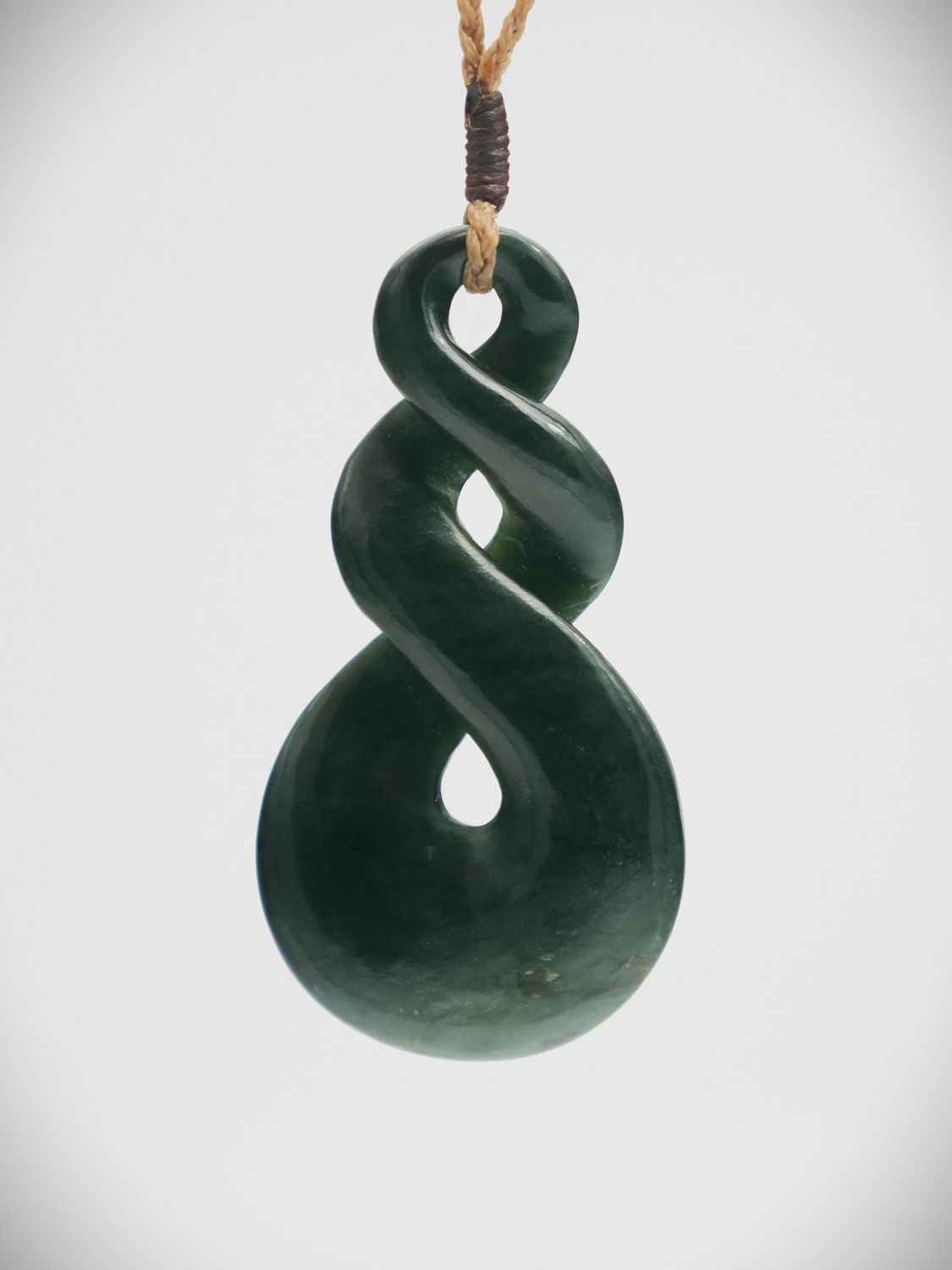 Moko Pounamu Double Pikorua (Twist) NZ Genuine Kawakawa Flower Greenstone - Makikihi
