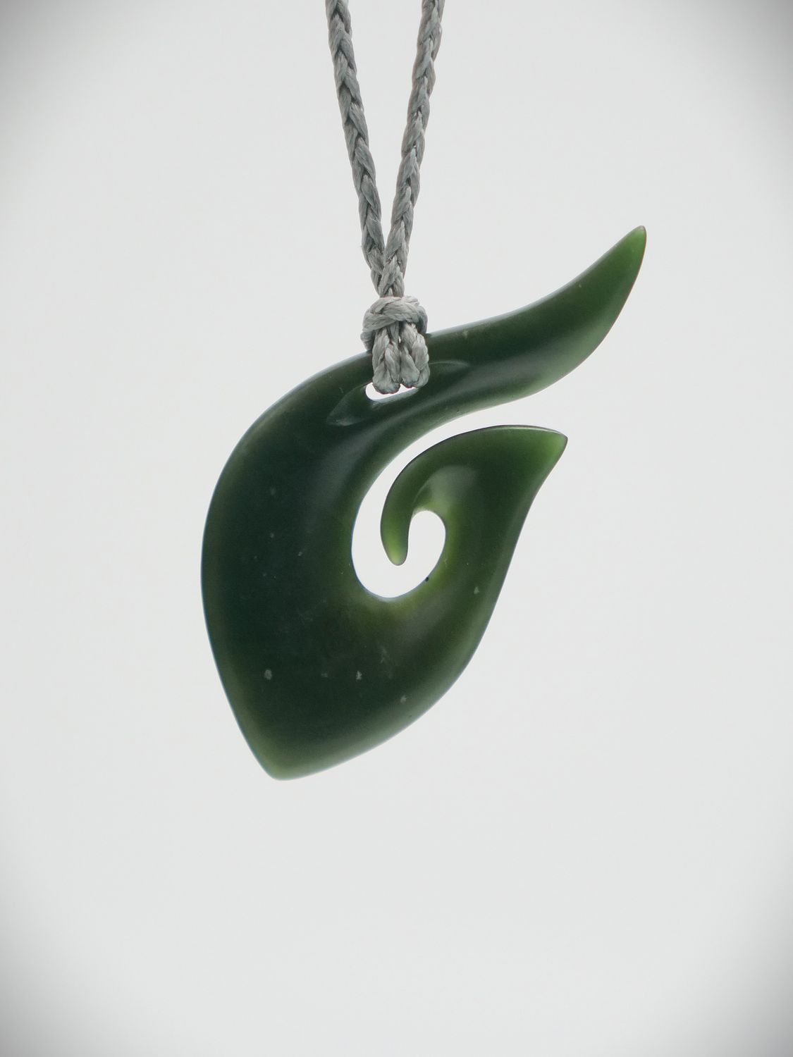 Moko Pounamu Hei Matau (Hook) NZ Genuine  Kawakawa Greenstone - Waikaia