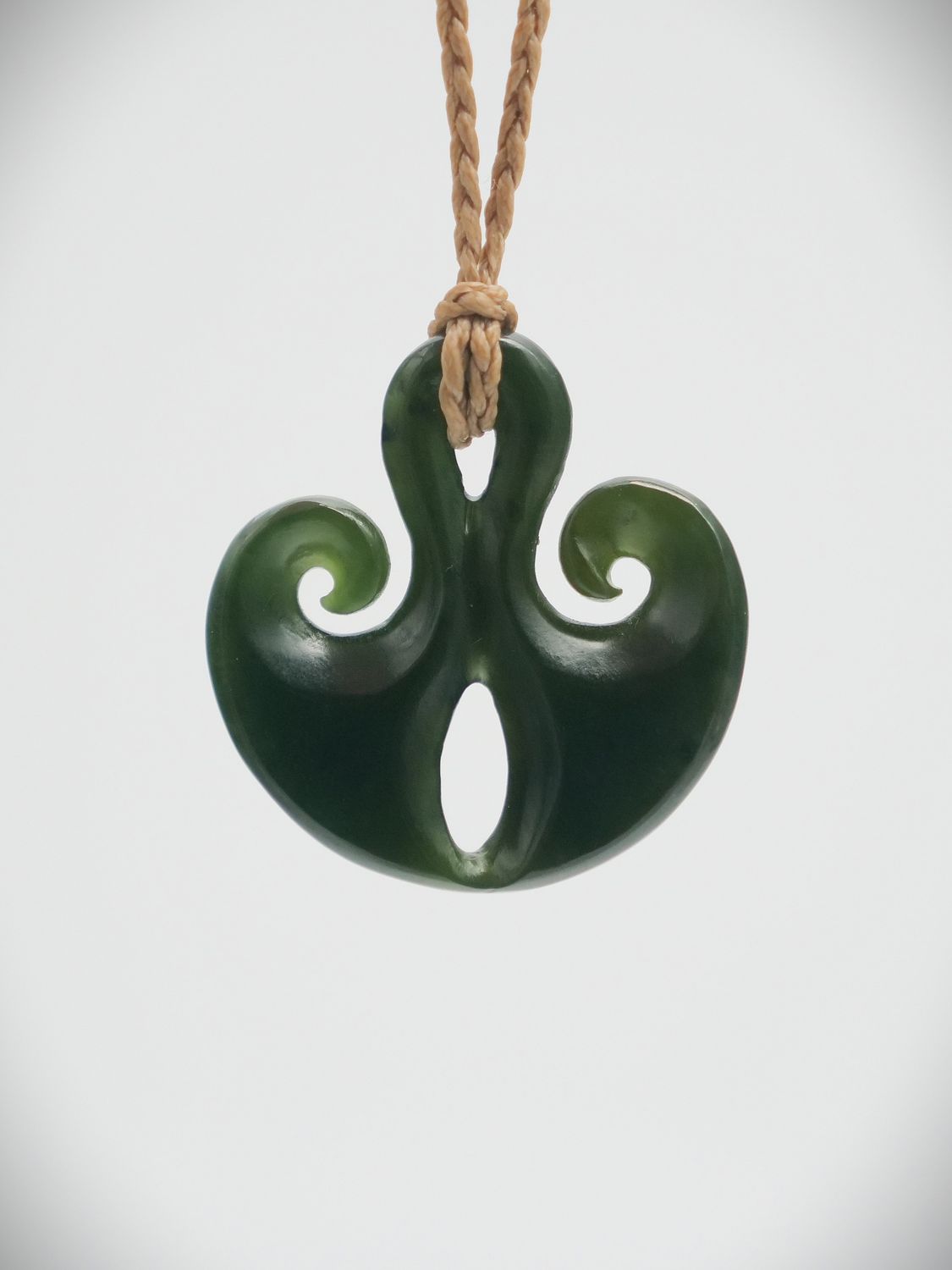 Moko Pounamu  Contemporary Design NZ Genuine Kawakawa Greenstone - Te Waewae