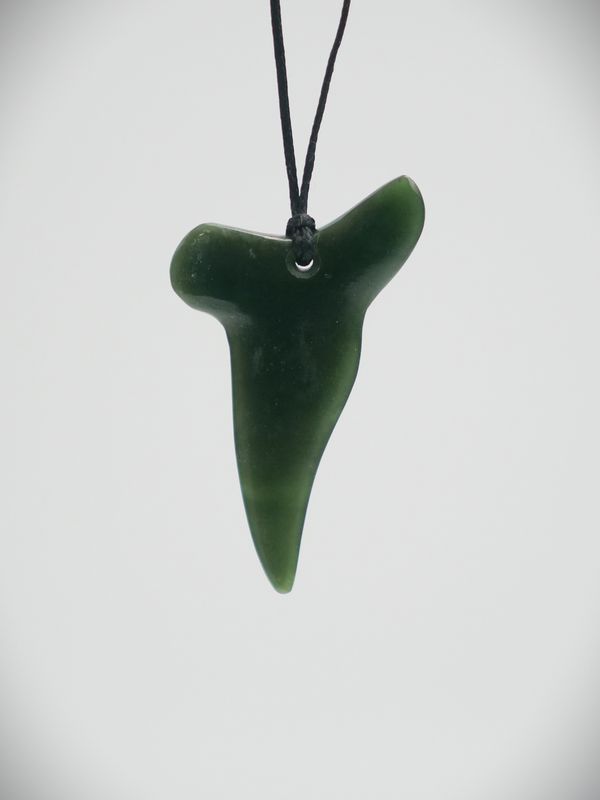 Moko Pounamu Shark Tooth NZ Genuine Kawakawa Pounamu - Mararoa