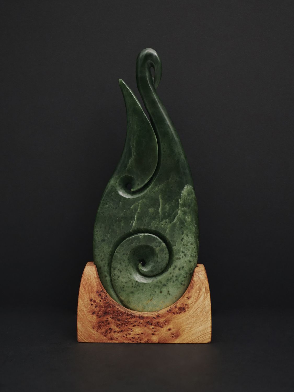 Moko Pounamu Hei Matau (Hook) NZ Genuine Kawakawa Kokopu Greenstone - Waimatuku