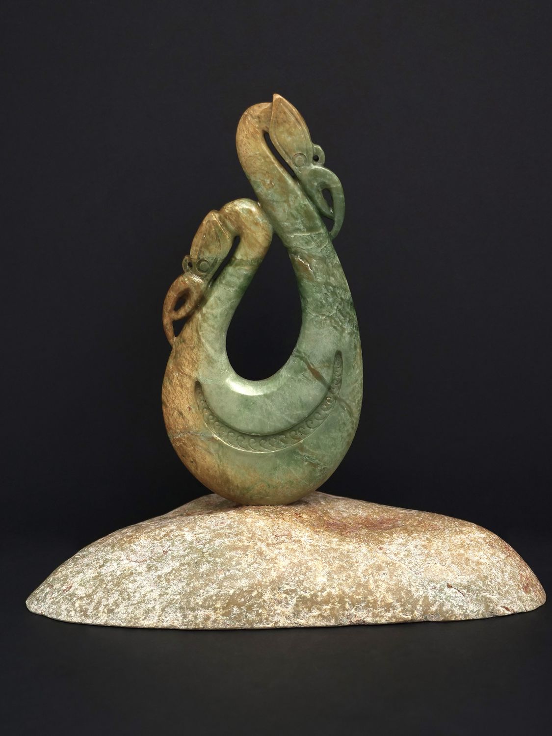Moko Pounamu Peka Peka Manaia NZ Genuine Raukaraka & Kokopu Greenstone  - Taramakau