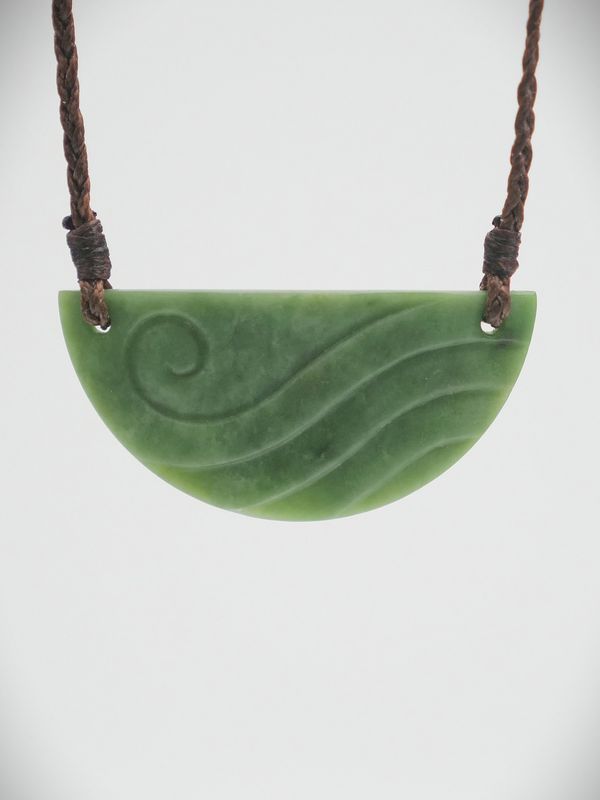 Moko Pounamu Kouma (Breastplate) NZ Genuine Marsden Flower Greenstone - Awamoko
