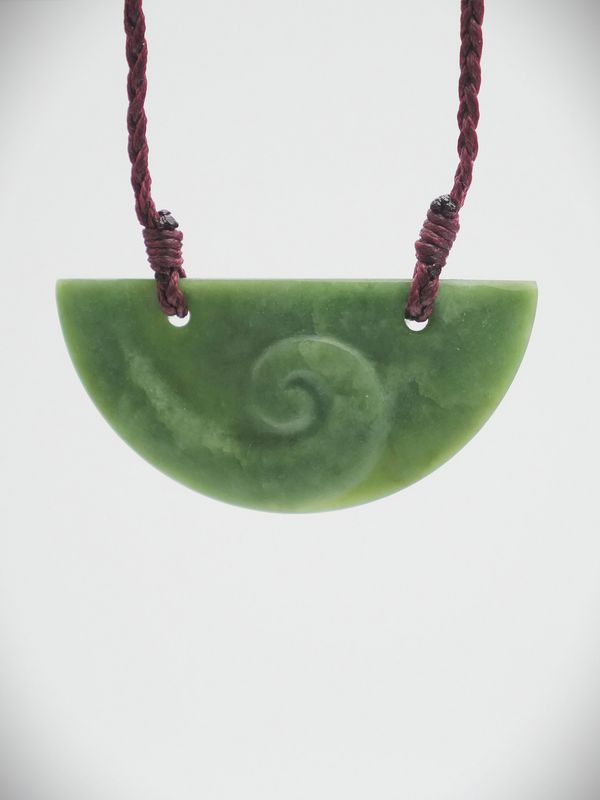Moko Pounamu Kouma (Breastplate) NZ Genuine Marsden Flower Greenstone - Otematata