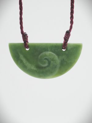 Moko Pounamu Kouma (Breastplate) NZ Genuine Marsden Flower Greenstone - Otematata