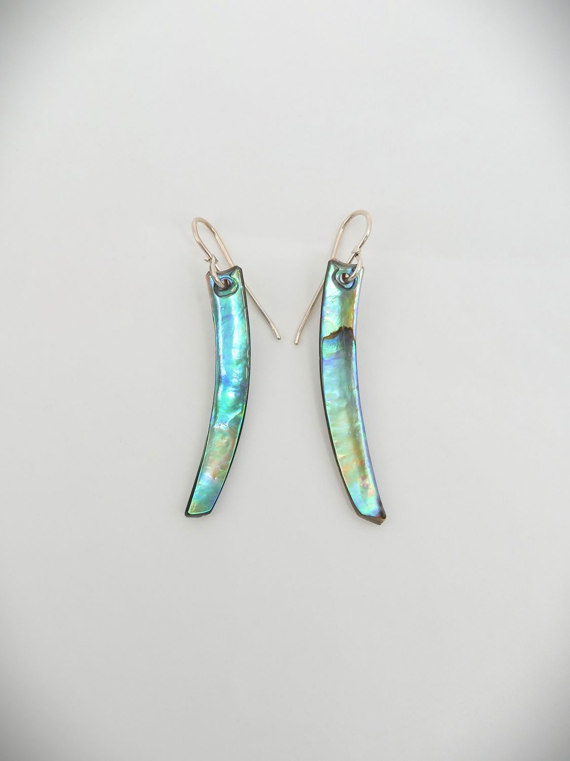 Moko Pounamu NZ Genuine Paua and Sterling Silver Drop Earrings 12117