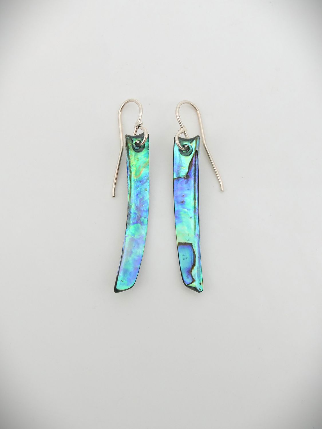 Moko Pounamu NZ Genuine Paua and Sterling Silver Drop Earrings 12120