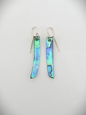 Moko Pounamu NZ Genuine Paua and Sterling Silver Drop Earrings 12120
