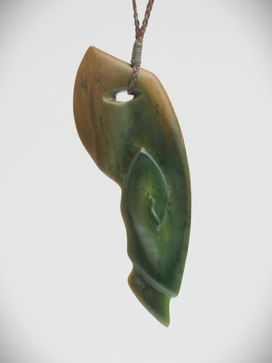 Moko Pounamu Contemporary Koru NZ Genuine Raukaraka Greenstone - Waimahana