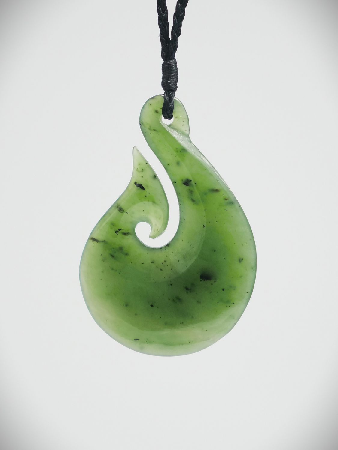 Moko Pounamu Hei Matau (Hook) NZ Genuine Kahurangi Greenstone - Makikihi