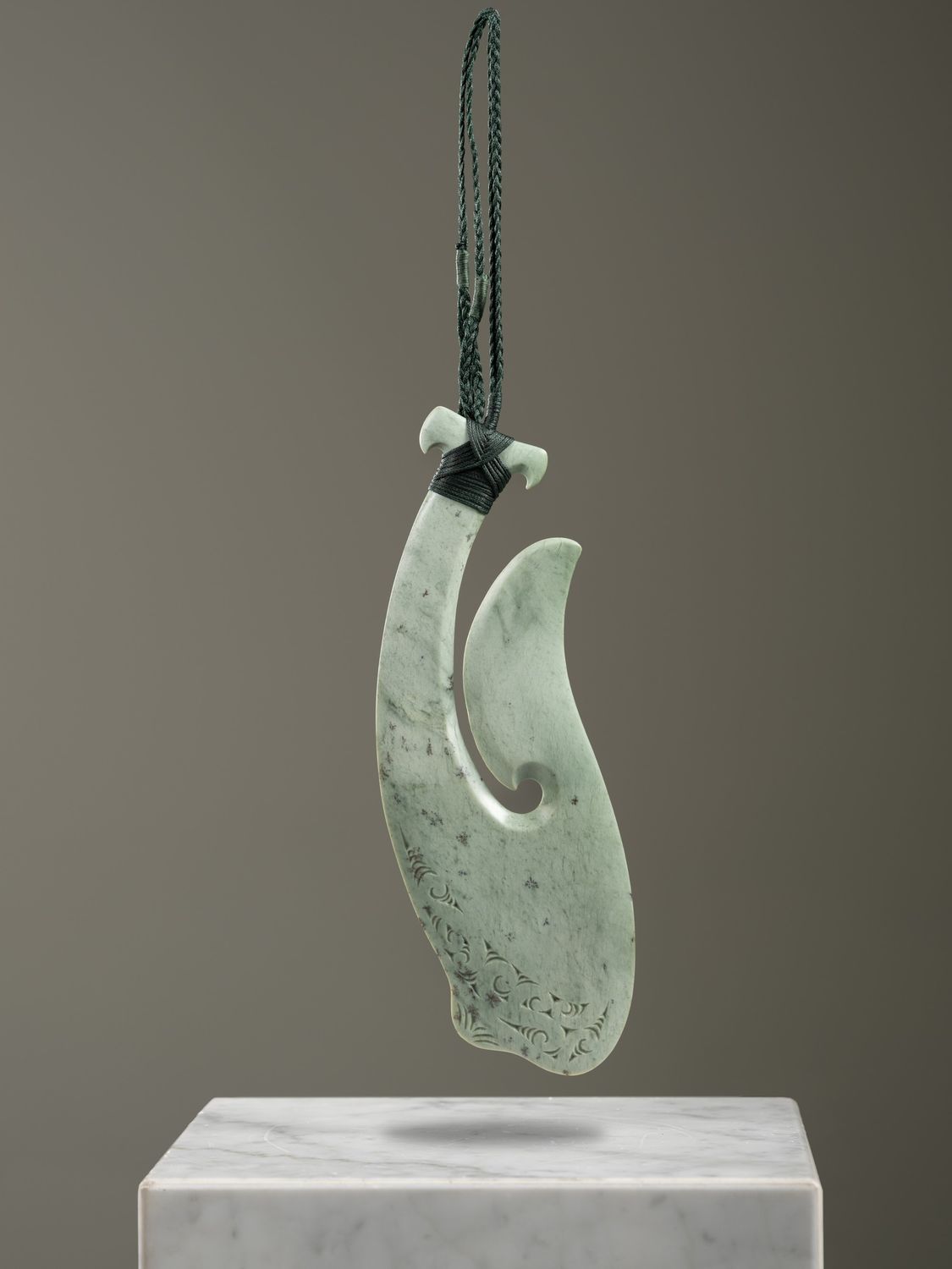 Moko Pounamu Hei Matau (Hook) NZ Genuine Auhunga Greenstone - Te Moana