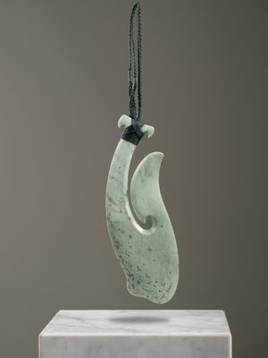 Moko Pounamu Hei Matau (Hook) NZ Genuine Auhunga Greenstone - Te Moana