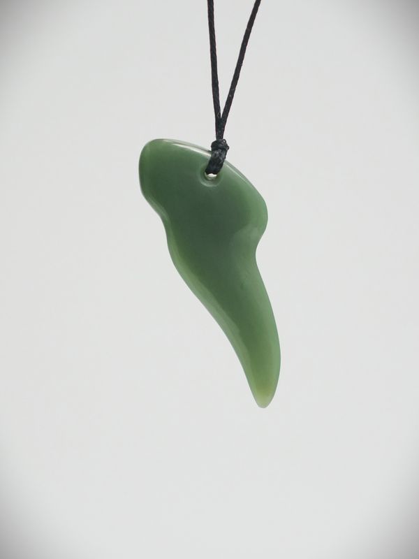 Moko Pounamu Shark Tooth NZ Genuine Inanga Pounamu - Kakahu