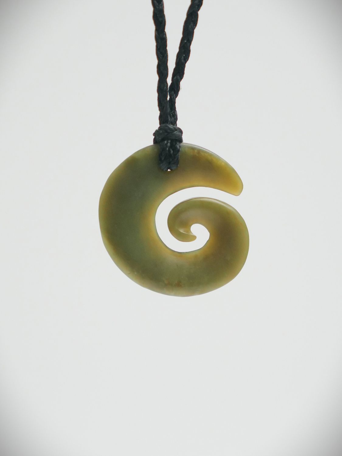 Moko Pounamu Contemporary Koru NZ Genuine Inanga Greenstone - Tawharanui