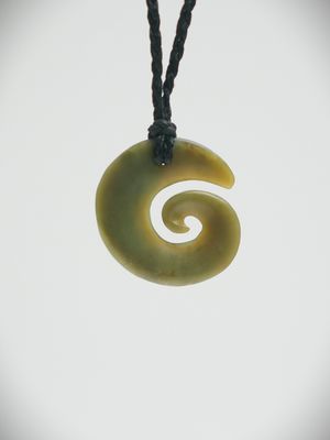 Moko Pounamu Contemporary Koru NZ Genuine Inanga Greenstone - Tawharanui