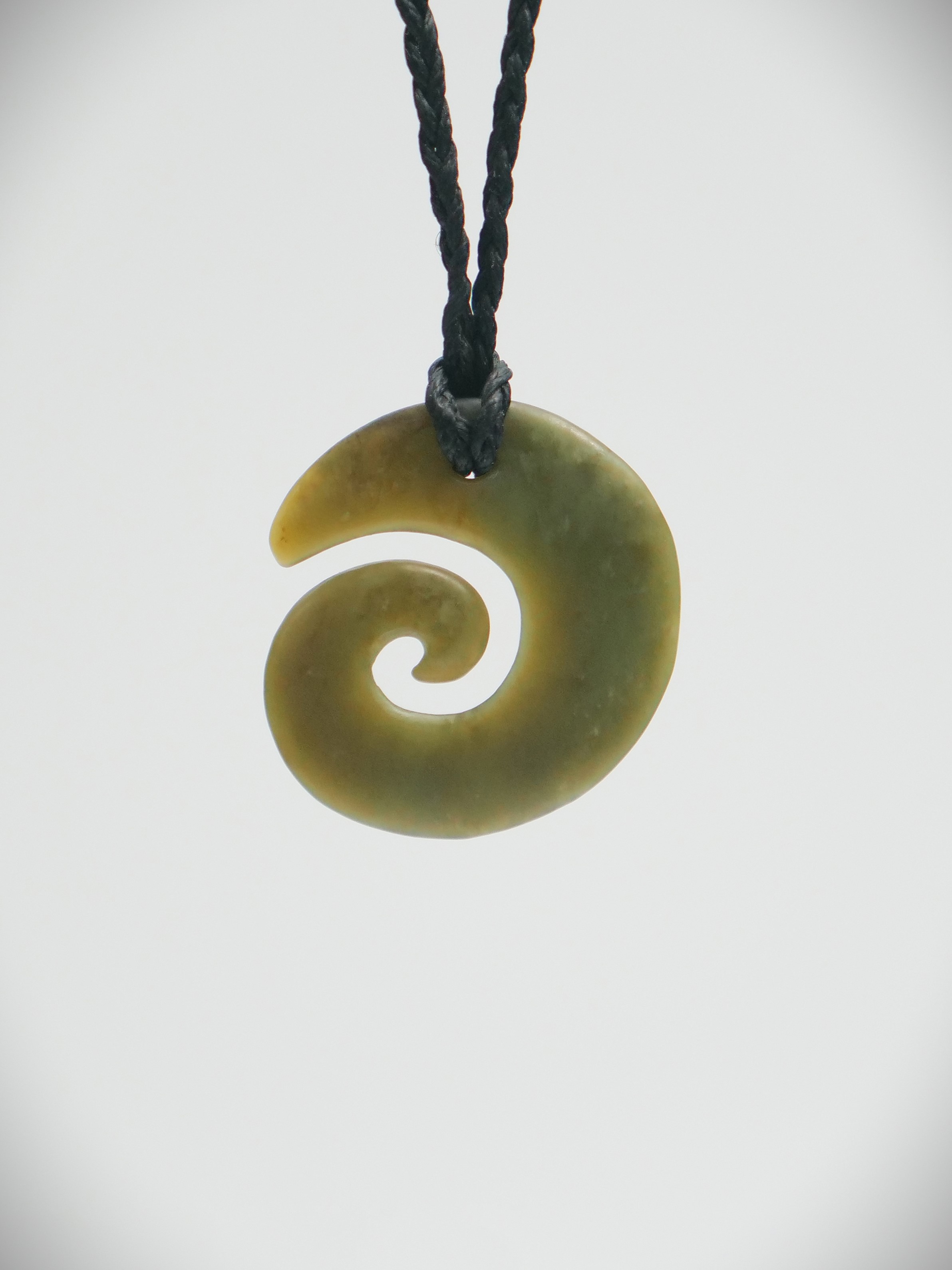 Moko Pounamu Contemporary Koru NZ Genuine Inanga Greenstone - Tawharanui