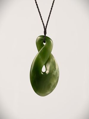 Moko Pounamu Single Pikorua (Twist) NZ Genuine Kahotea Greenstone - Orari