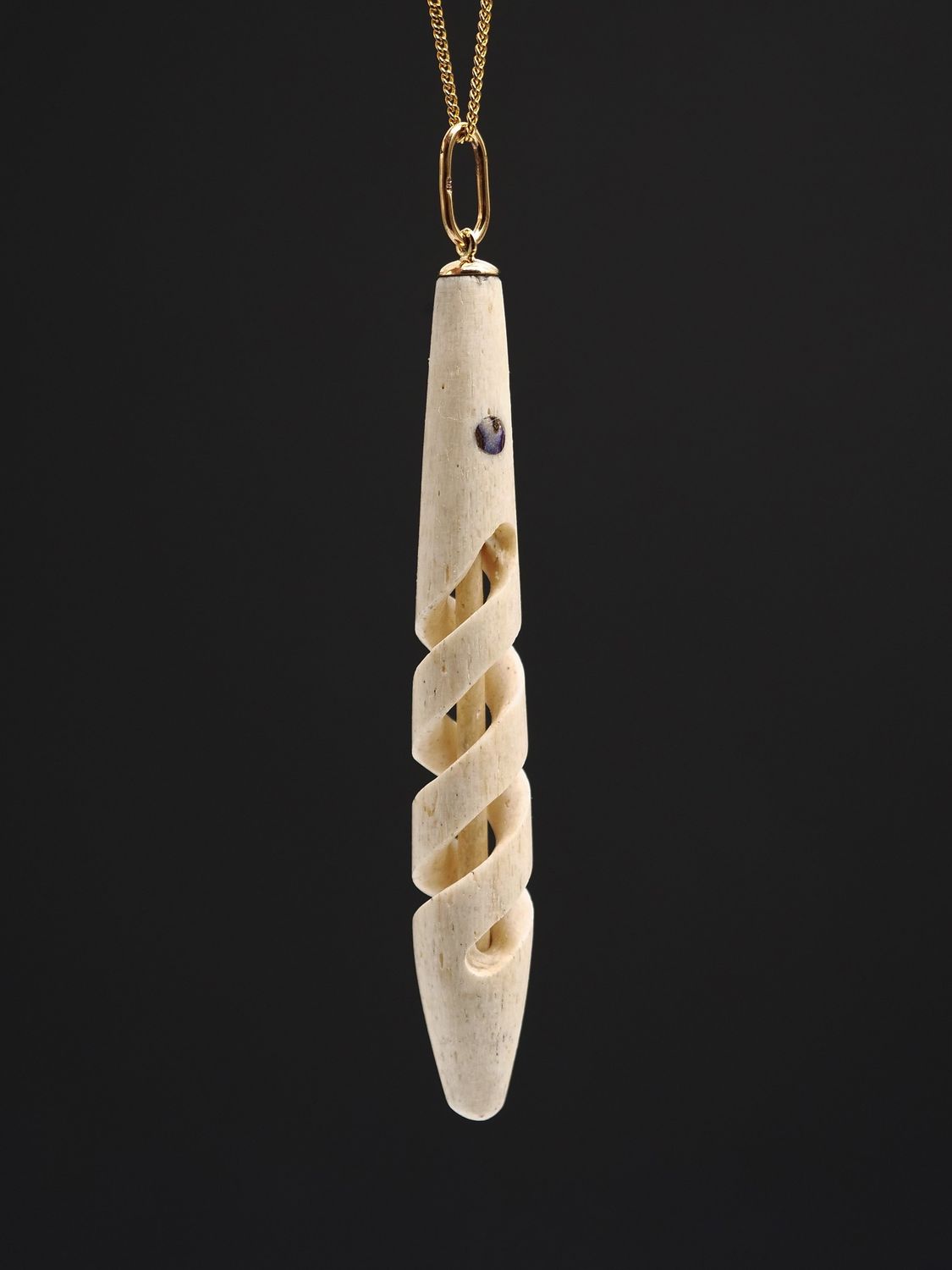 Moko Pounamu Whale Bone Carving - Maungati