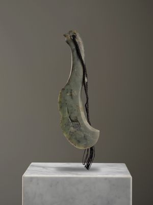 Moko Pounamu Wahaika Sculpture NZ Genuine Inanga Greenstone - Opuke