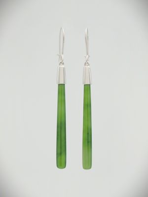 Moko Pounamu NZ Kahurangi Greenstone & Sterling Silver Earrings 12319