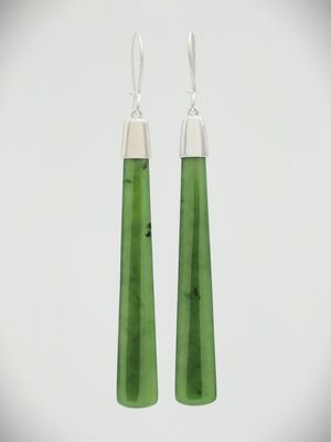 Moko Pounamu NZ Kawakawa Greenstone & Sterling Silver  Earrings